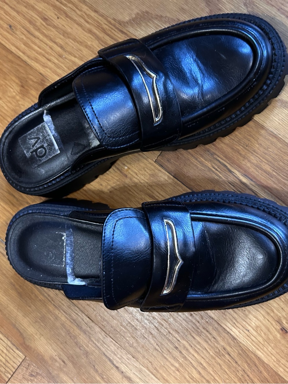 DV by Dolce Vita Liptun Lug Sole Platform Mules Black Faux Leather Chunky Sz 7.5